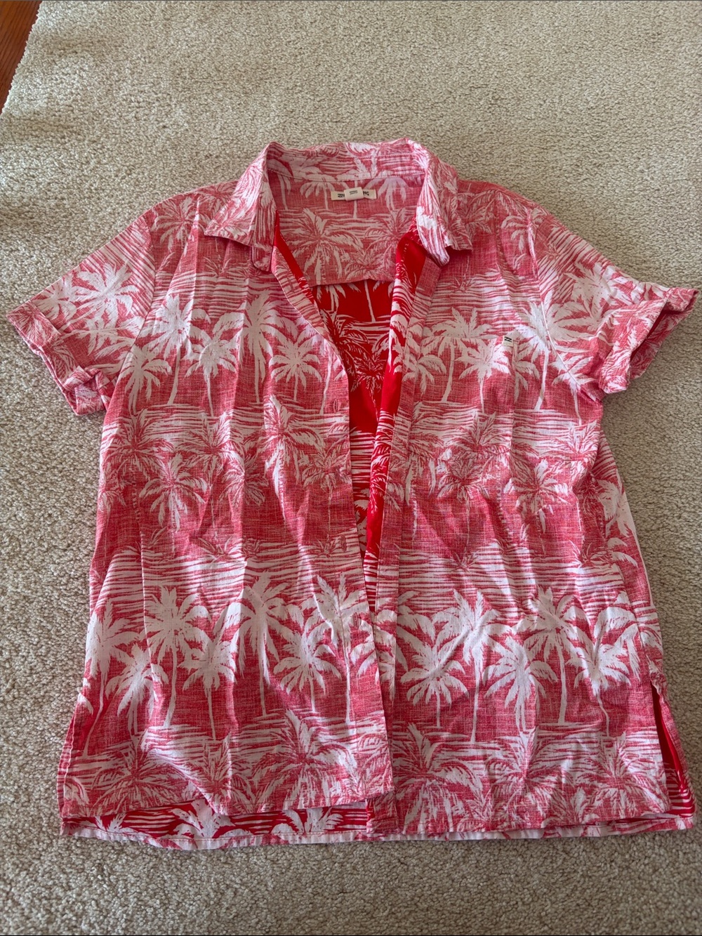 Billabong Red and White Palm-Print Swim Coverup
